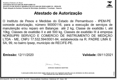 certificado balança